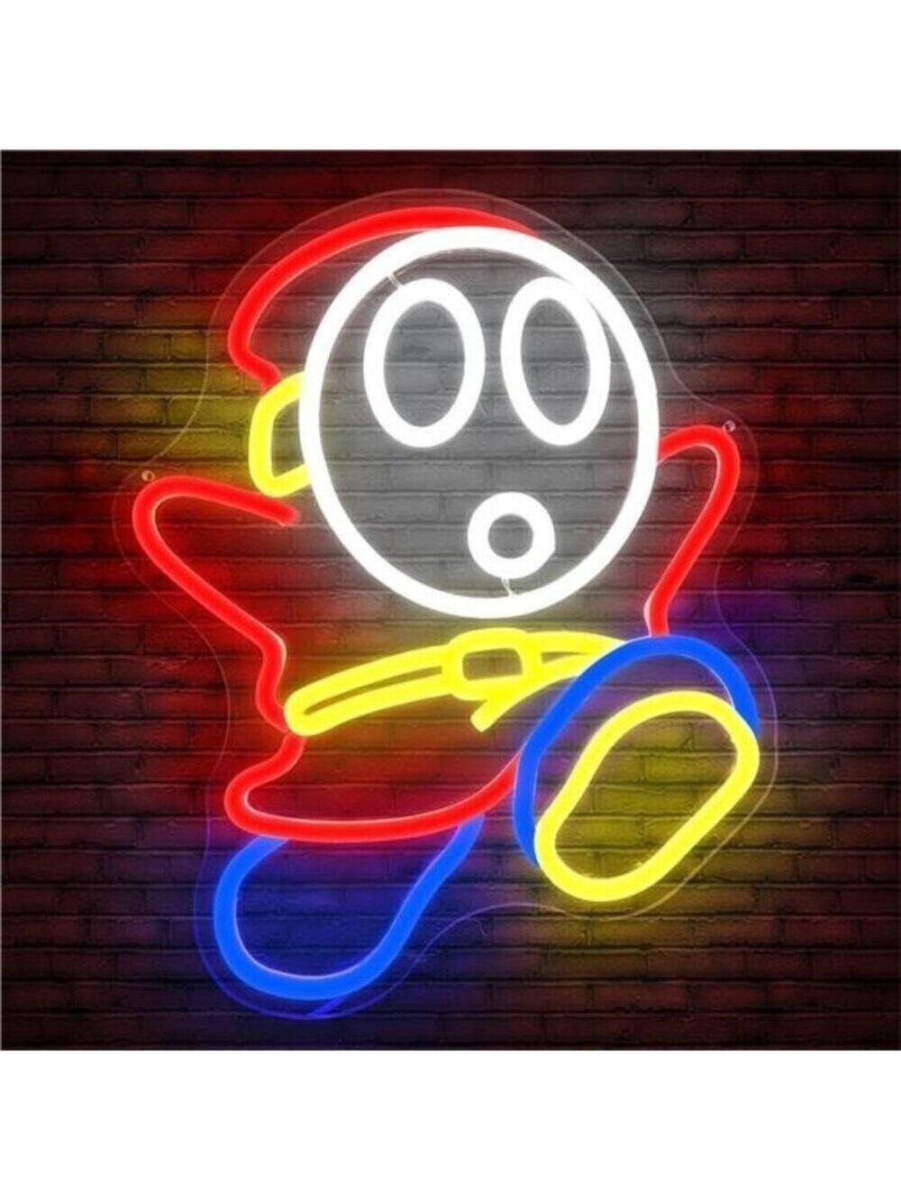 Super Mario Bros Shy Guy LED Neon Light Game Sign Room Decor Nintendo Retro NES